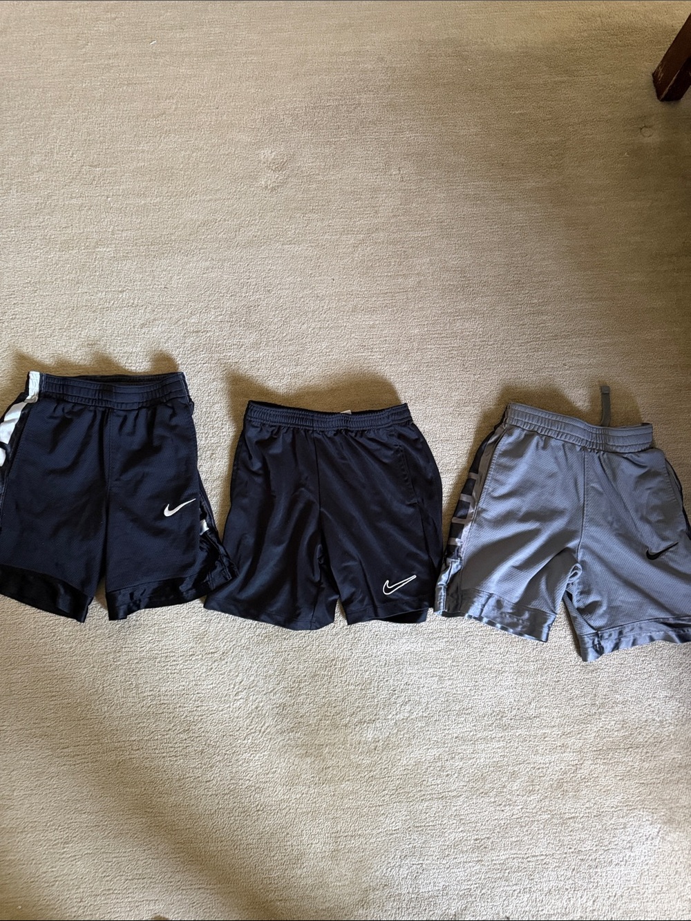 Nike Boys' Athletic Shorts Trio - Black and Gray